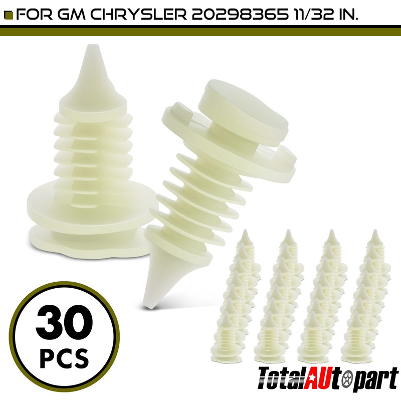 30Pcs Natural Interior Door Panel Trim Clip Retainer for Chrysler GM 11/32 in.