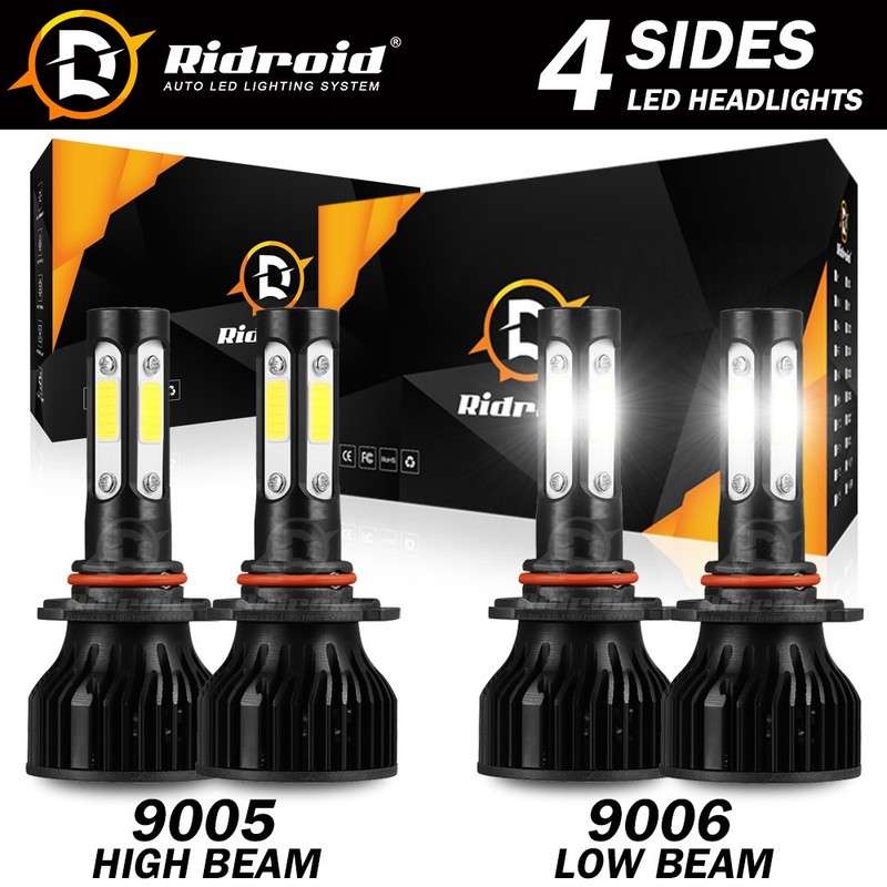 4x 9005 9006 LED Combo Headlight Bulbs High Low Beam Kit 6500K Xenon Super White