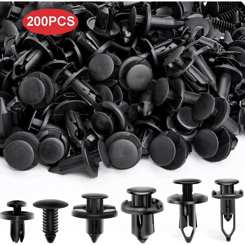 200Pcs Universal Car Push Pin Rivet Fasteners, Bumper Fender Trim Retainer Clips