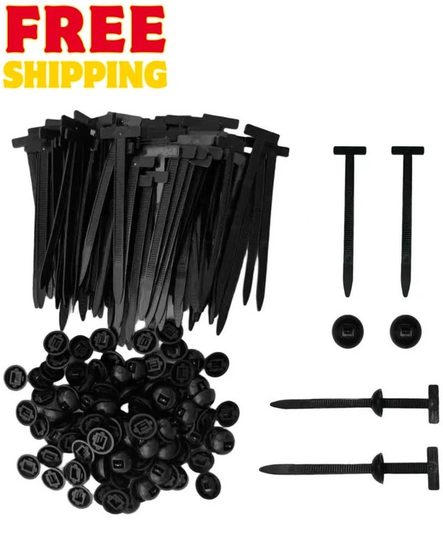 100Pcs Automotive Nylon Cable Tie Fastener Kit – Universal Car Zip Tie Buckle C