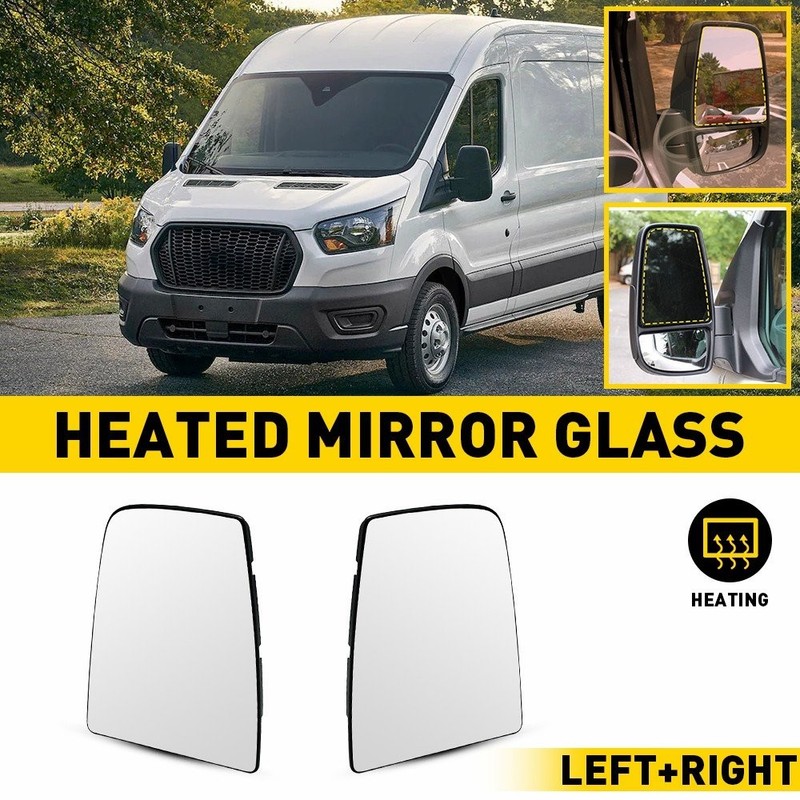 Fit Ford 2015-2022 Transit Left & Right W/ Heated Spotter Mirror Glass 1/2/4pcs