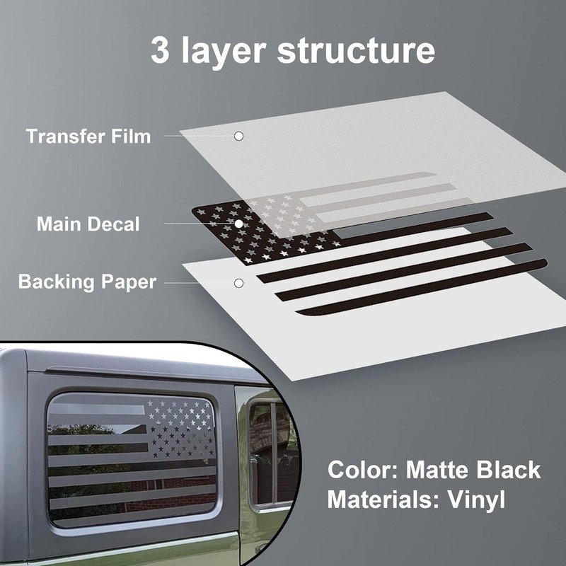 2X Car Rear Window American Flag Vinyl Decal For Jeep Wrangler JK JKU 2007-2018 gallery