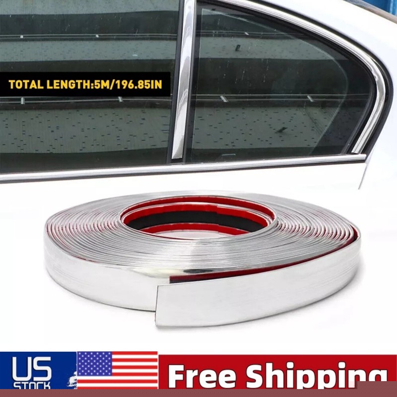 1/2″ Wide 16 Feet Chrome Molding Trim Car Door Bumper Edge Lip Protect Sticker