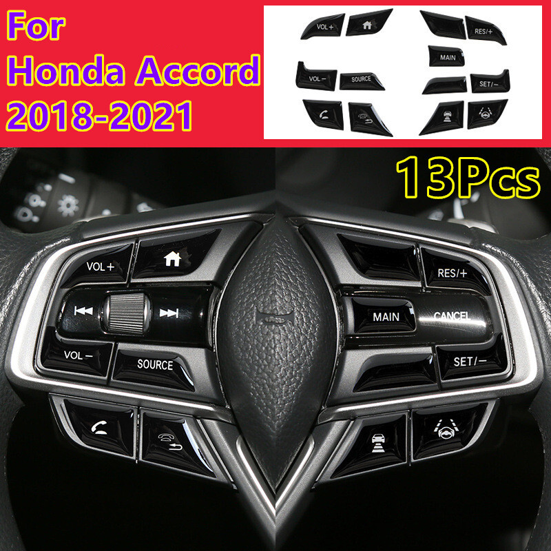 13pcs Black Steering Wheel Button Frame Trim For Honda Accord 10Th 2018-2021