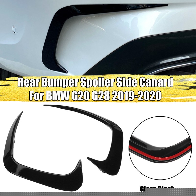 Gloss Black Rear Bumper Side Spoiler Vent Trim Canards For BMW G20 G28 2019-20