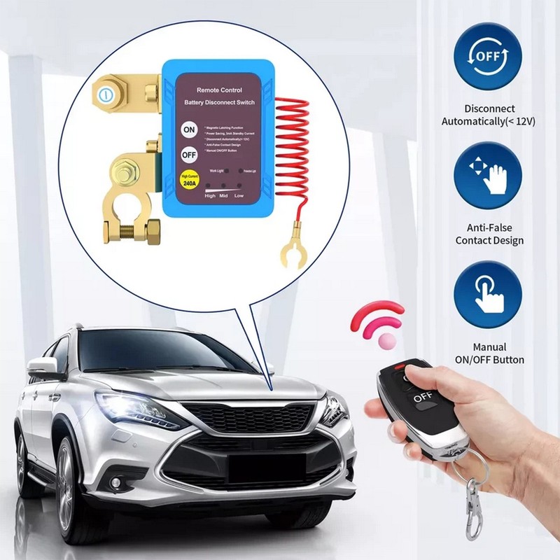 12V 240A Remote Battery Disconnect Switch Kill Switch for Car RV ATV Truck gallery