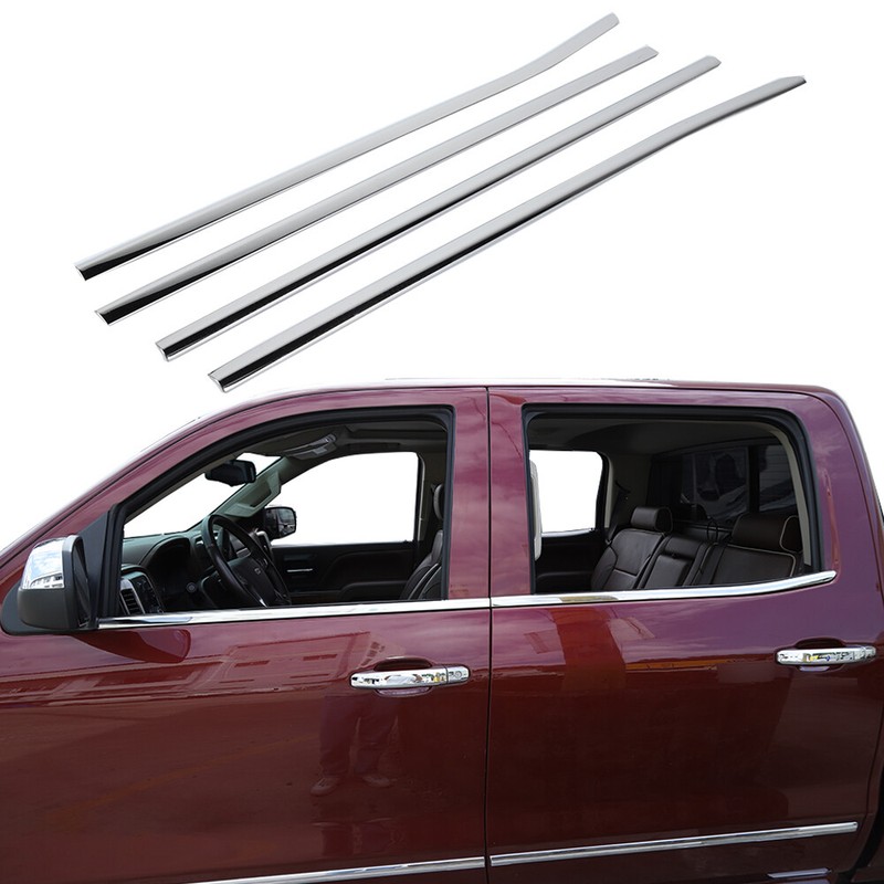 Outer Chrome Window Weatherstrip Molding Trim Kit For Chevy Silverado GMC 14-18 gallery