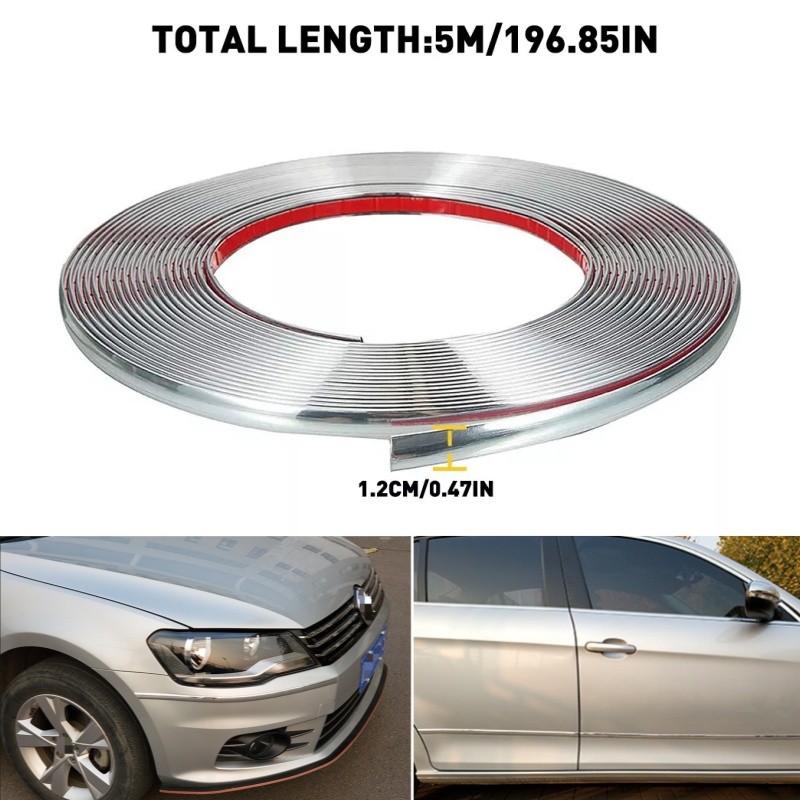 1/2"(12mm) 16.4ft Chrome Car SUV Side Window Door Body Chrome Trim Molding Strip gallery