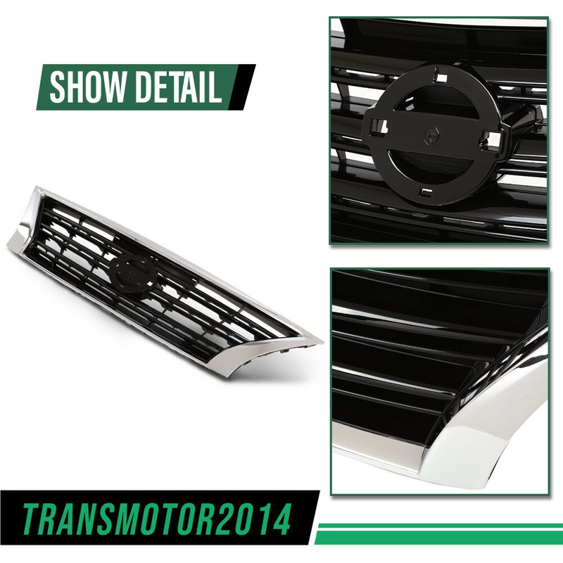 New Grille Fit For 2013-2015 Nissan Sentra Chrome Shell W/ Black Insert Plastic gallery