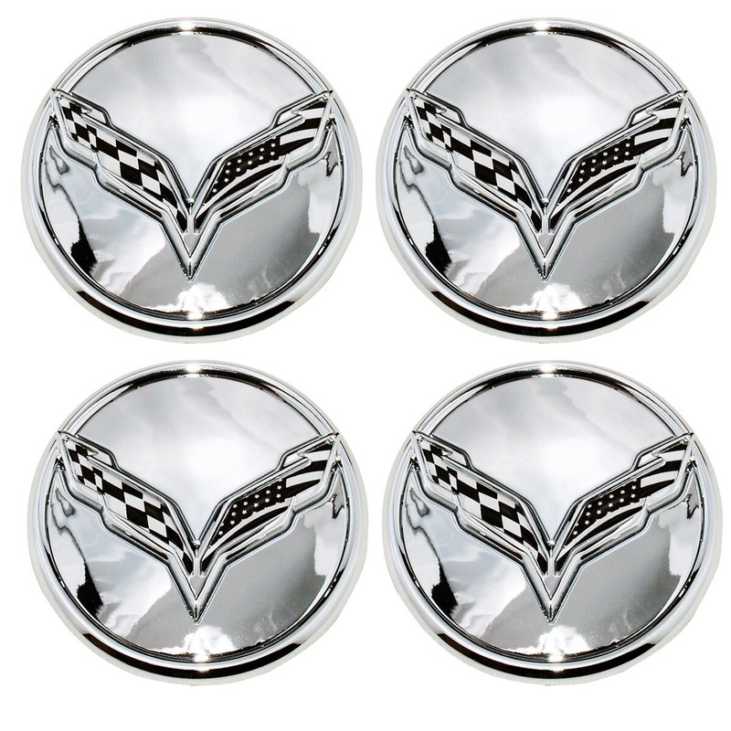 4Pc US Flag Chrome Wheel Center Cap Fits 2014-2019 C7 23217059 68mm 2.7″