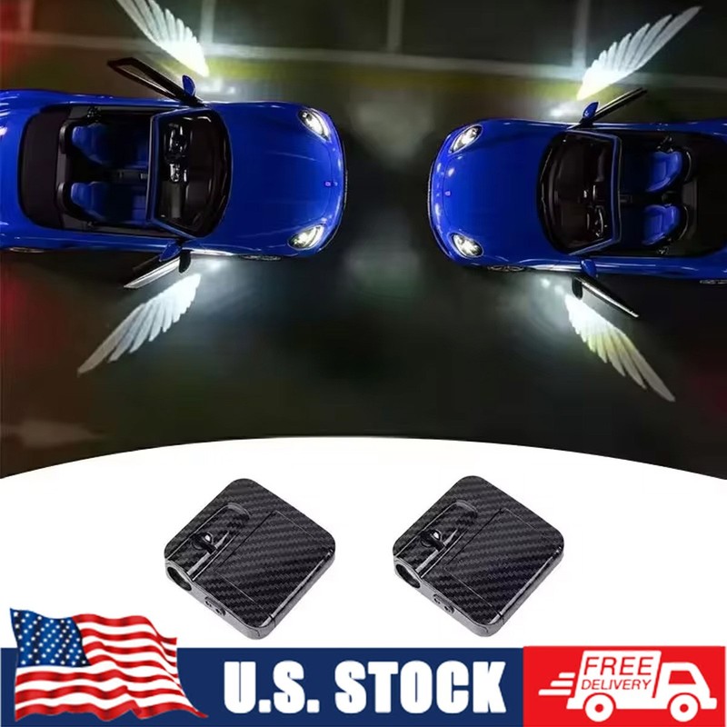 1Pair Wireless Car Angel Wings Door LED Welcome Courtesy Shadow Projector Light