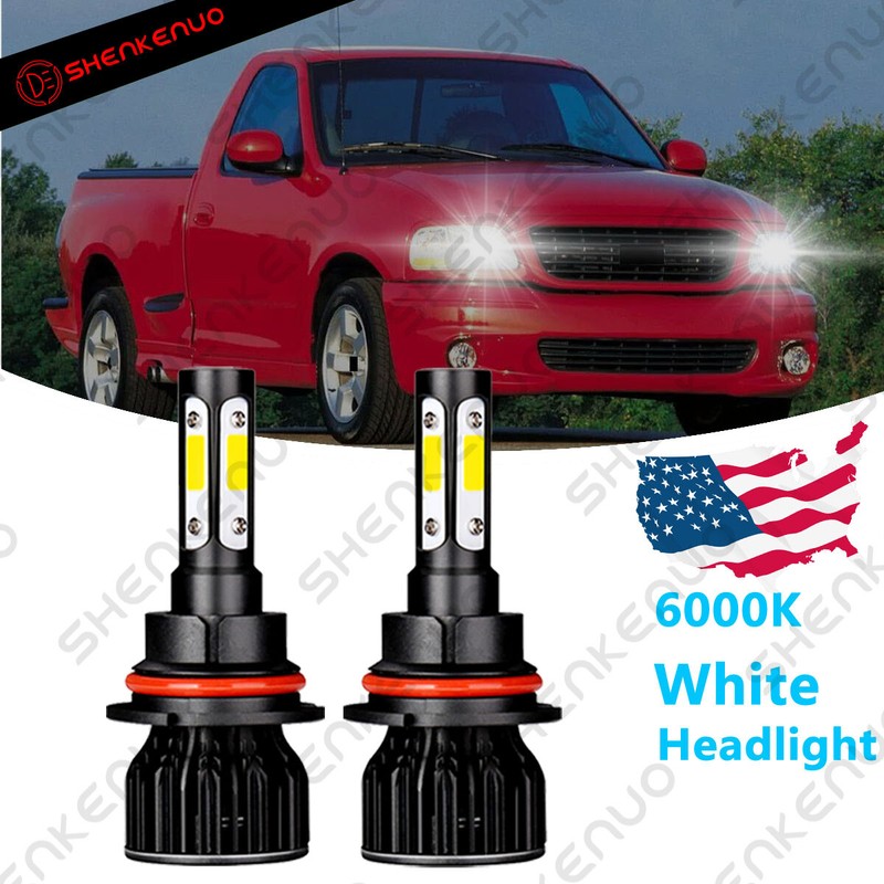 LED Headlight Bulb Hi/Lo 4side 9007 White BF For 1987-2004 Ford F150 F250 F350
