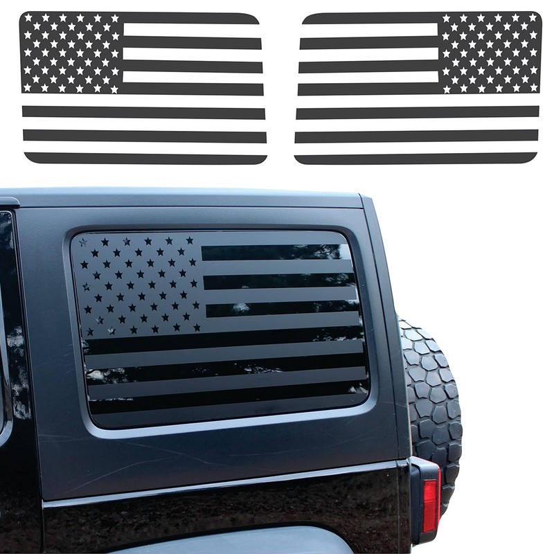2X Car Rear Window American Flag Vinyl Decals For Jeep Wrangler JK JKU 2007-2018