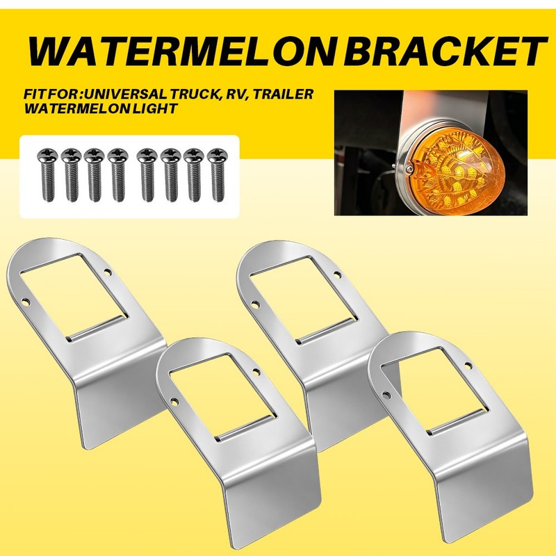 4-10x Silver Watermelon Front Frame Light Bracket Stainless Steel Mount Only US