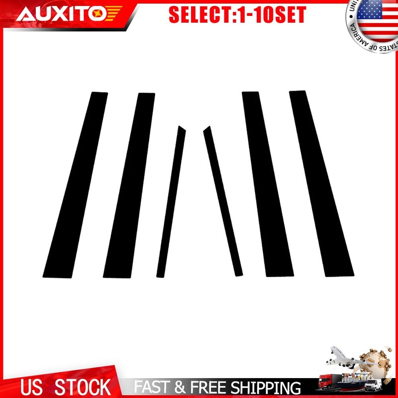 For 01-06 Lexus LS 430 6PC Stainless Steel Glossy Black Pillar Post Trim 6-60X