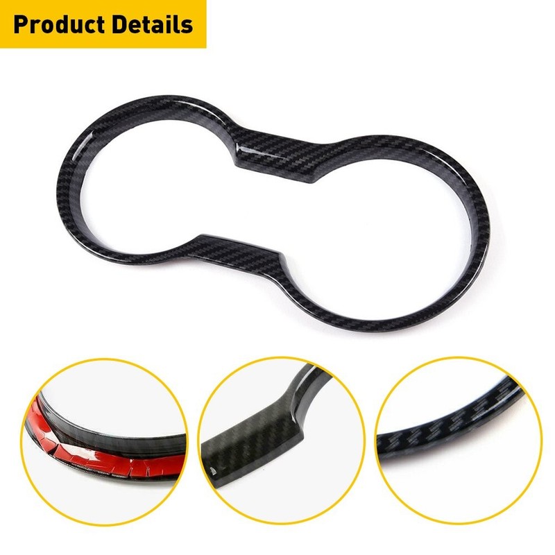2set Interior Trim Molding Carbon Fiber Cup Holder Fit Cover For Ford Mustang 20 gallery