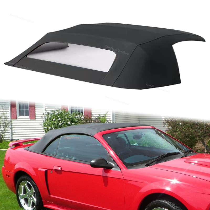 Soft Top W/window Black Plastic Convertible Fit For Ford Mustang 1994-2004