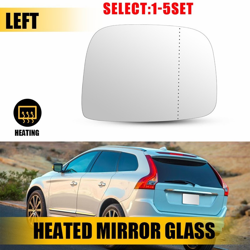 Left Side Heated Mirror Glass with Backing Plate for Volvo XC60 2010-2017 1-10