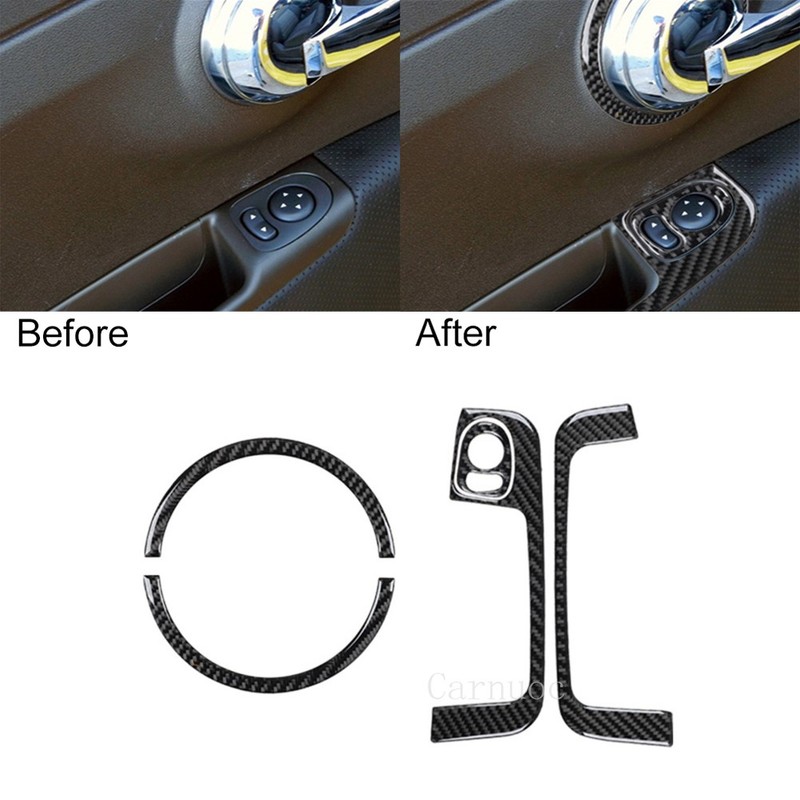 5pcs For Fiat 500 2012-15 Carbon Fiber Door Window Interior Trim Set