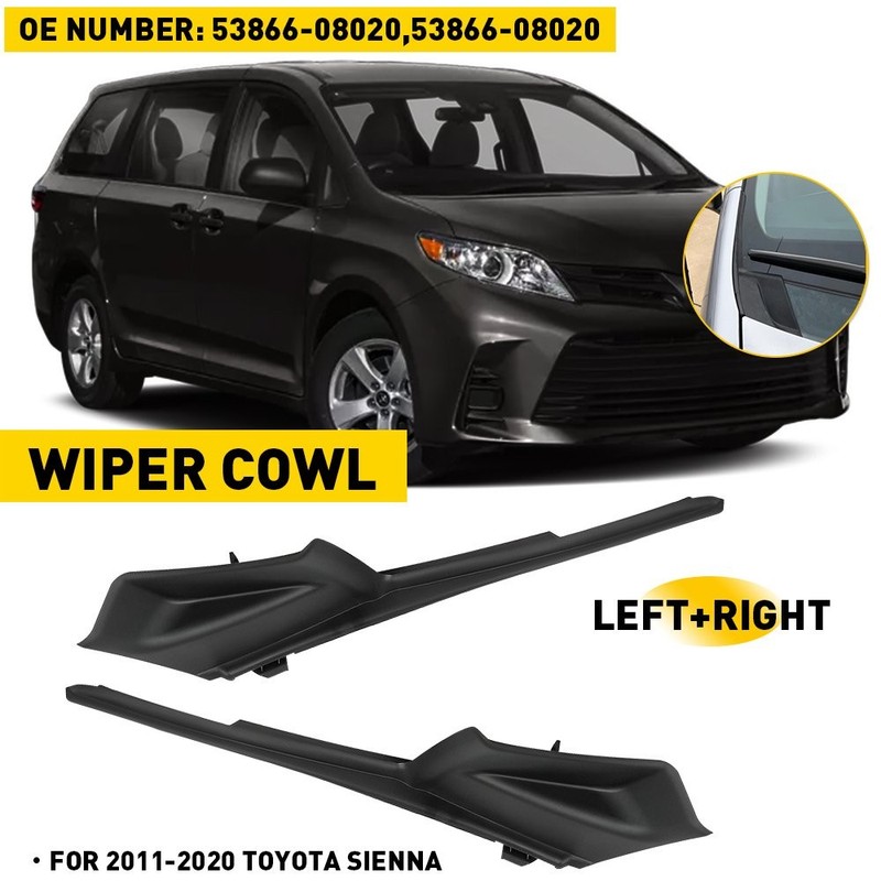 Plastic Front Pair Windshield Wiper Cowl Cover For Toyota For Sienna 2011-2020