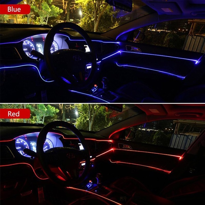 2SET 500cm LED Car Interior Decorative Atmosphere Wire Strip Light Lamp Accessor gallery