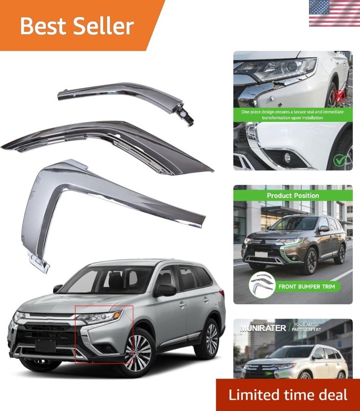 Left Front Bumper Chrome Trim Molding Strip Replacement for 2016-2019 Mitsubi...