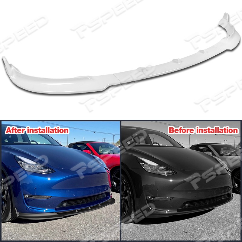 Painted White Front Bumper Spoiler Lip Trim For Tesla Model Y STP-Style 2020-25 gallery