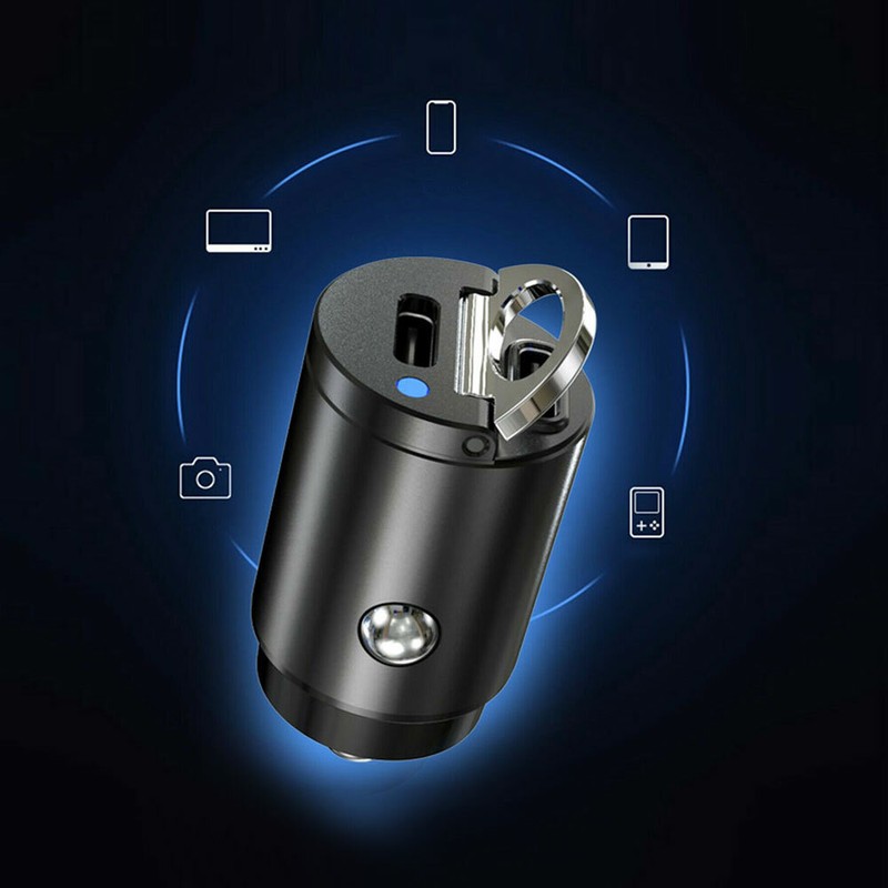 Mini Dual USB Type-C PD Car Phone Charger 30W Fast Charge Adapter DC12V-24V gallery