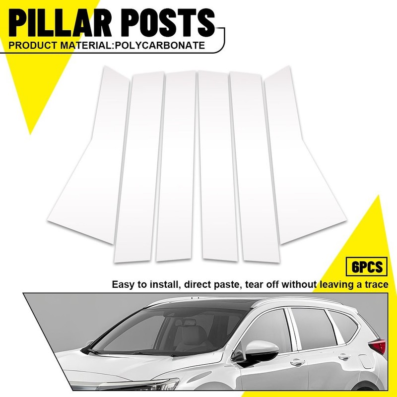 Set of 6 Door Window Pillar Post Molding Cover Chrome 2017-2022 For Honda CRV