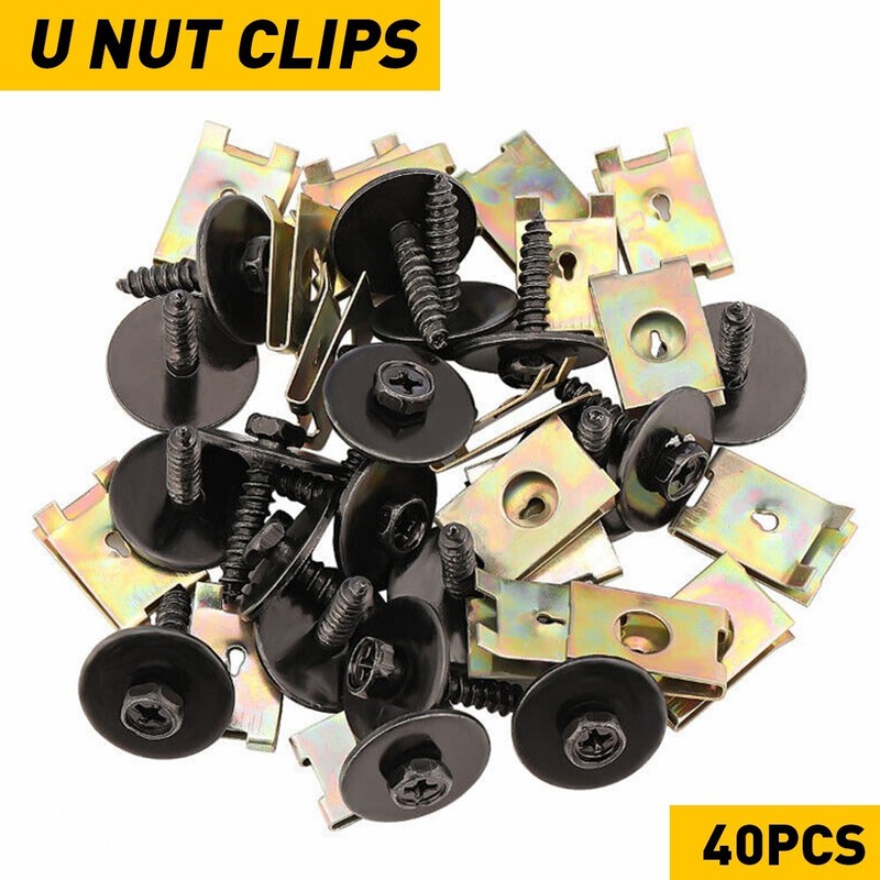 40x Engine Under Cover Splash Shield Guard Bumper Bolts Body U-nut Clip Fastener