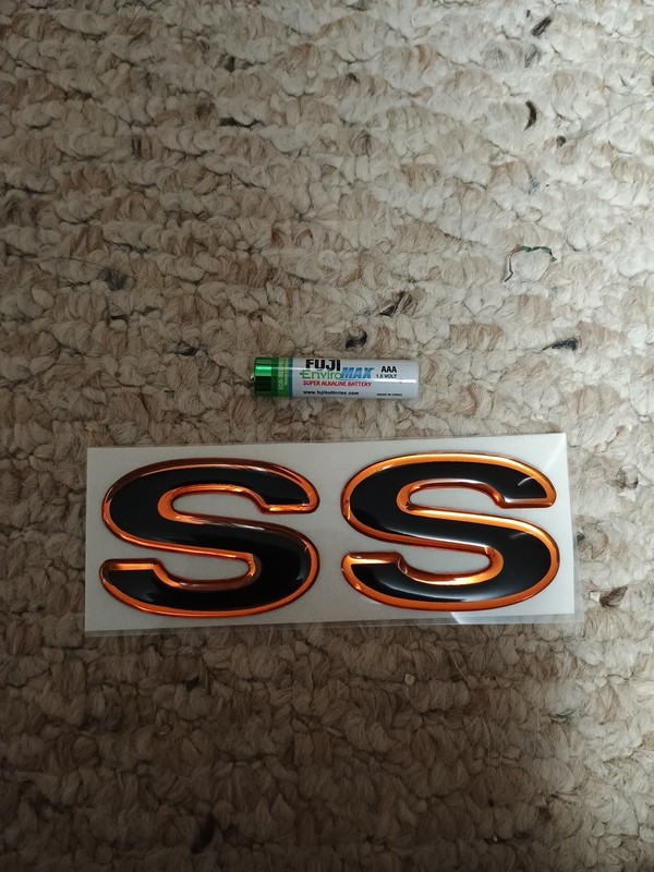 Chevrolet SS 3D Stick On Emblem Orange Black Chevy Camaro Chevelle Nova