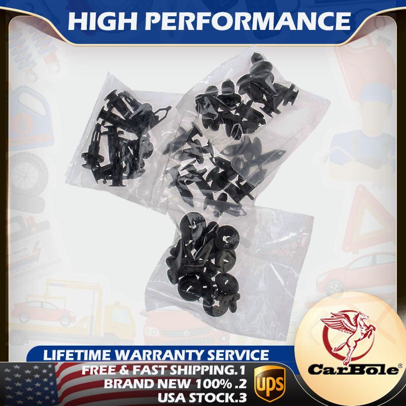40 Push Retainer Set -4 Style Car Auto Push Pins Rivet Bumper Trim Panel Clips