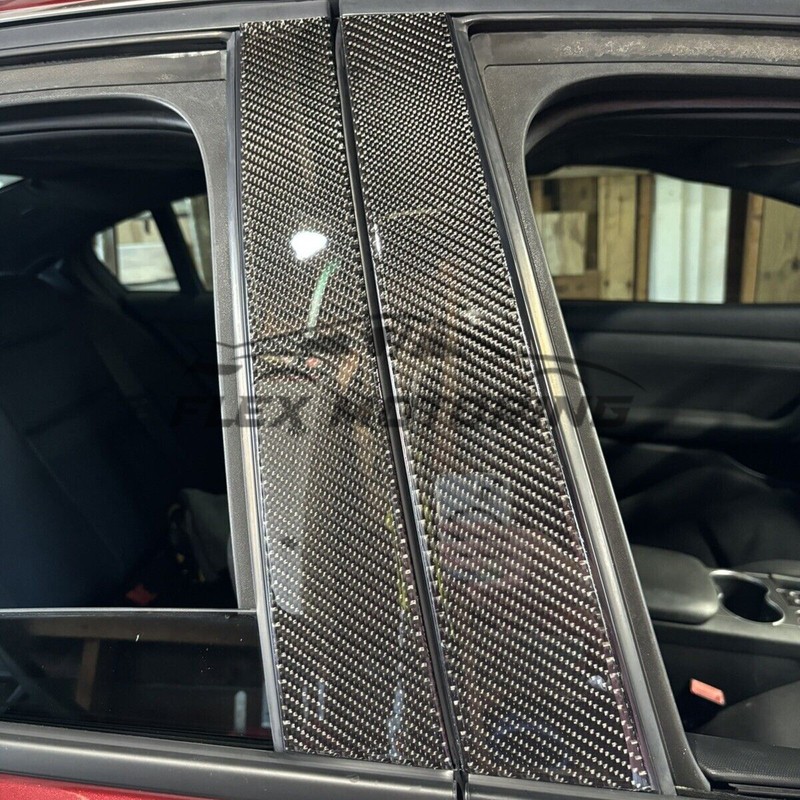 USA Made Real Carbon Fiber Black Pillar Post Trim 6PC FOR 2004-2008 Acura TSX
