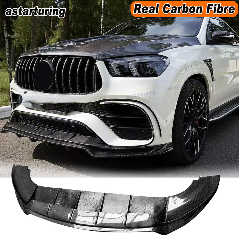 For Benz W167 C167 GLE450 GLE53 GLE63 Coupe 2020-24 Real Carbon Front Bumper Lip