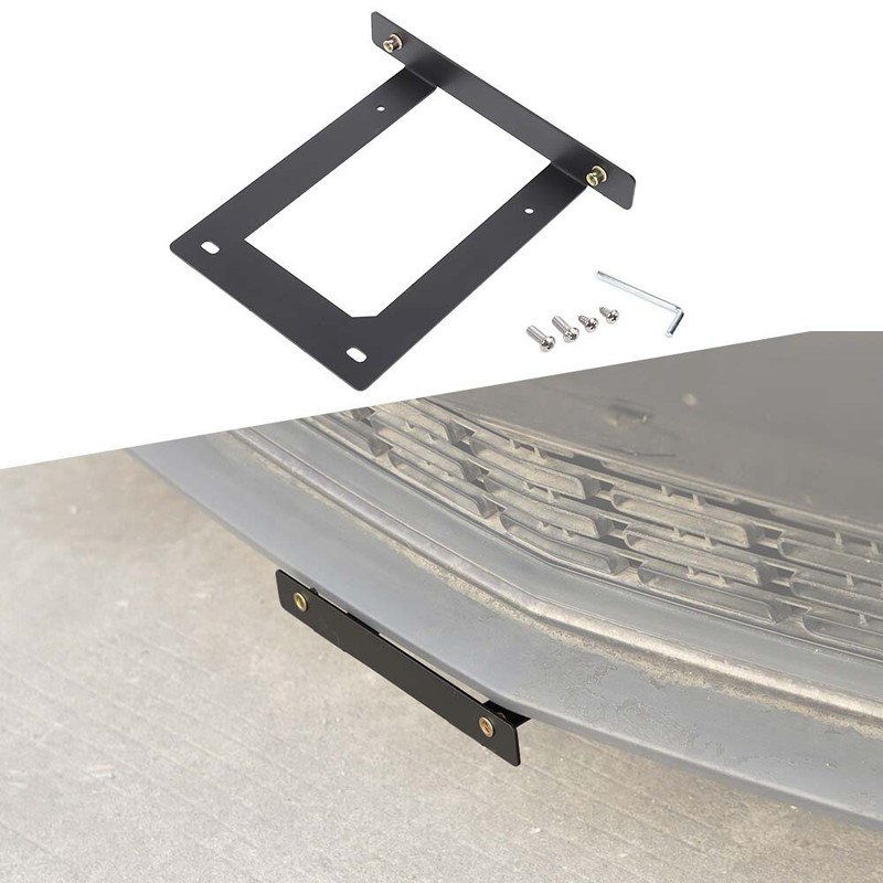 No Drill Front Bumper License Plate Bracket Relocator For 15-up Dodge Challenger gallery