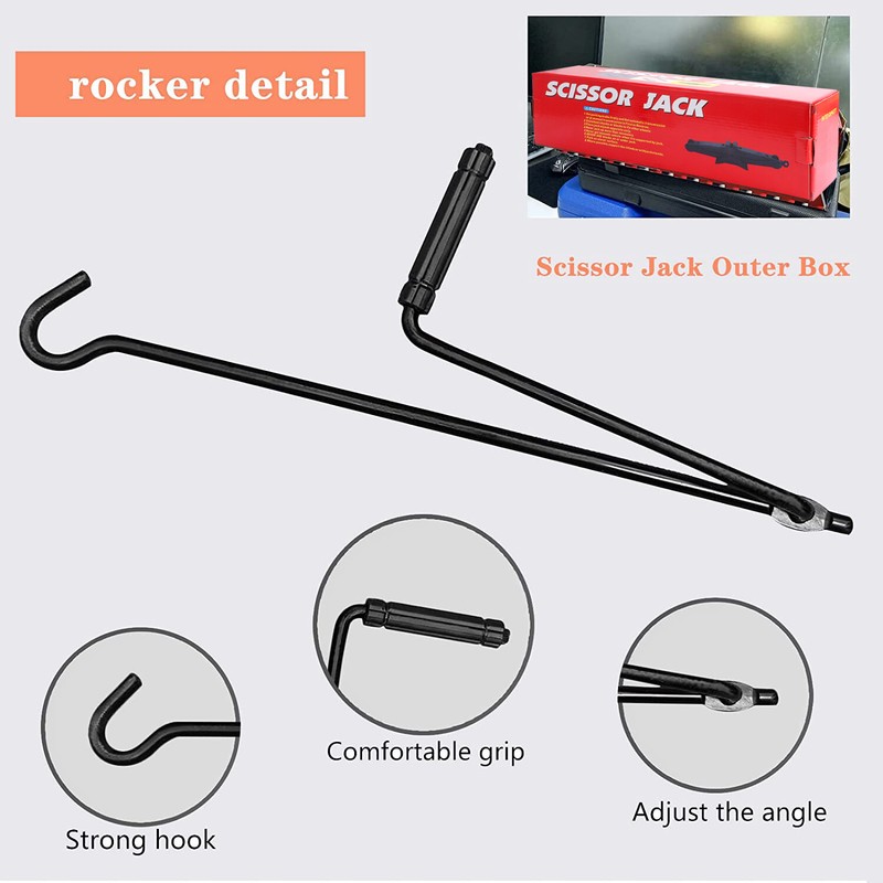 Scissor Jack 2 Ton w Handle+Spare Tire Repair Kit Extendable Lug Wrench Garage gallery