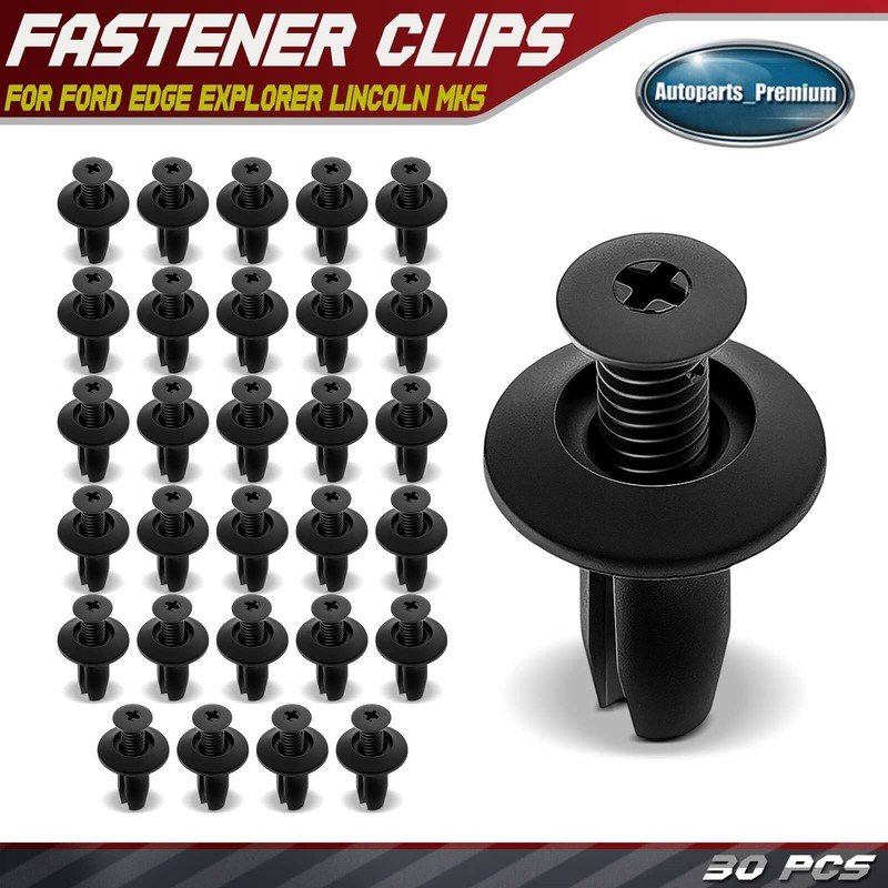 30x 8mm Nylon Rear Bumper Retainer Clip Screw-Type for Ford Edge Lincoln MKS MKT