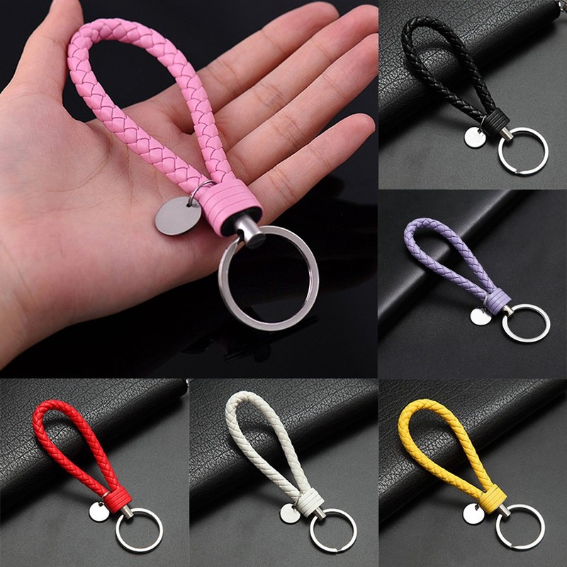 Car Accessories Keychain Leather Rope Strap Weave Keyring Key Chain Multicolor gallery