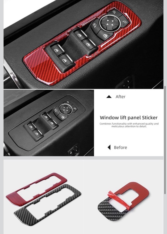 Window Lift Adjust Panel Switch Trims For Ford F150 2015-2020 Red Carbon Fiber gallery