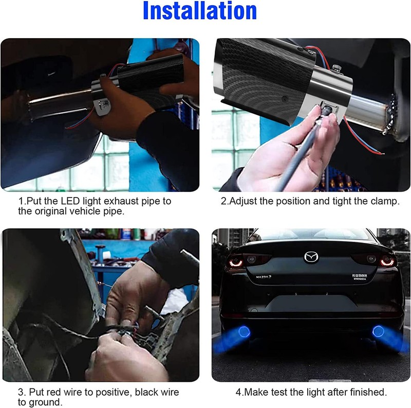 2.5''Car Modified LED Luminous Exhaust Muffler Tip Tail Pipe Carbon Fiber Curved gallery