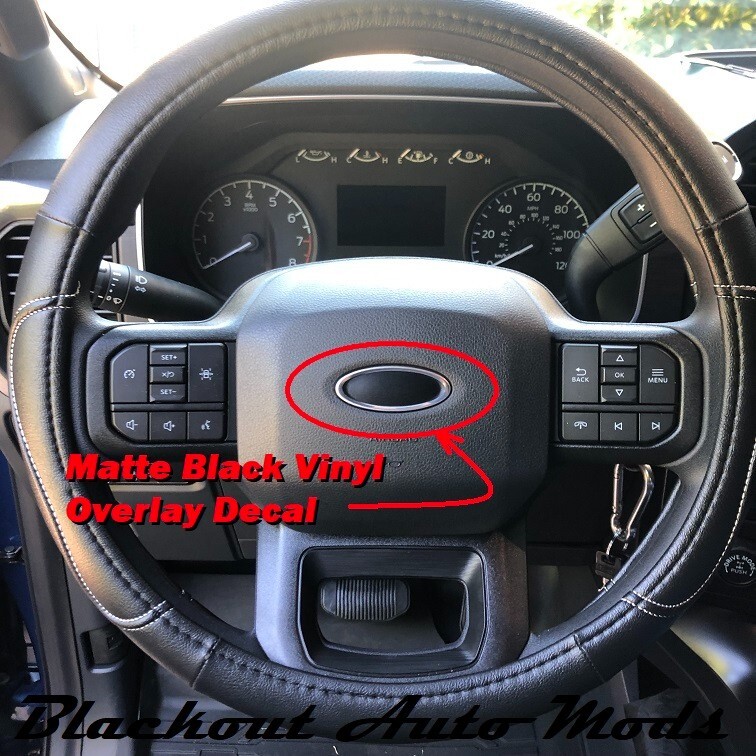 Matte Black Vinyl Steering Wheel Emblem Overlay Decal For Ford F150 F250 F350