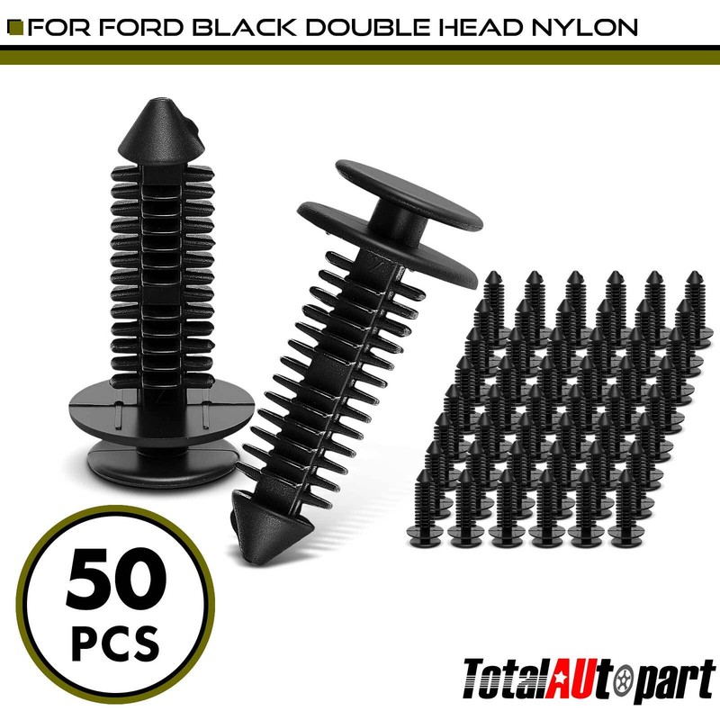 New 50Pcs Seat Back Panel Retainer for Ford Double Head Black 11/32 inch Nylon