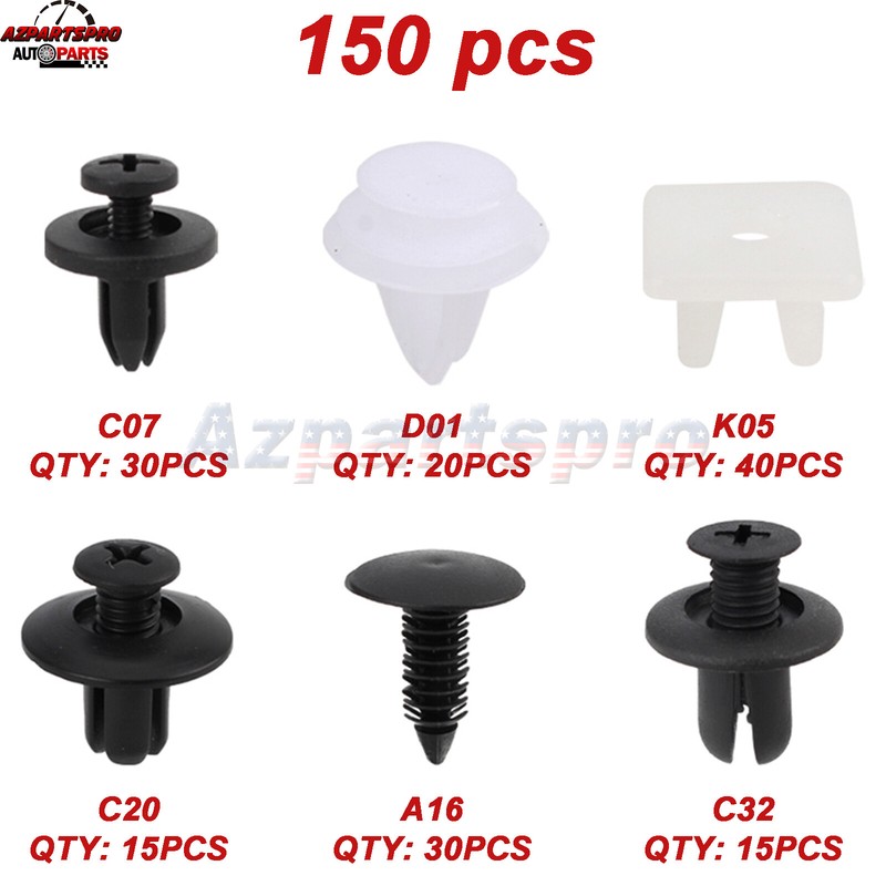 150pc Set Plastic Rivets Fender Bumper Push Pin Clips for RAM Dodge Chevrolet