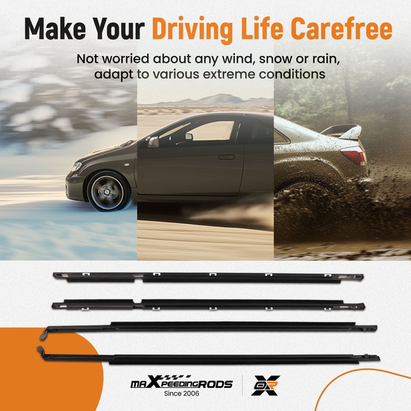 Door Belt Molding Weatherstrip 4x Kit for Toyota Corolla 1995 1996-2001 2002 gallery