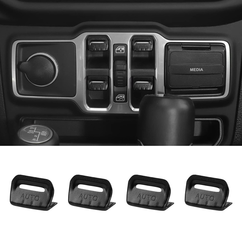 4x Black Window Lift Switch Adjust Button Cover Trim For Jeep Wrangler JL JT 18+