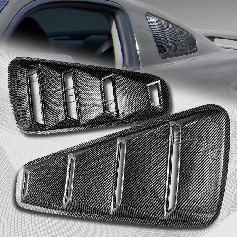 For Ford Mustang 1/4 Quarter Carbon Style Side Window Louvers Scoop Cover Vent gallery
