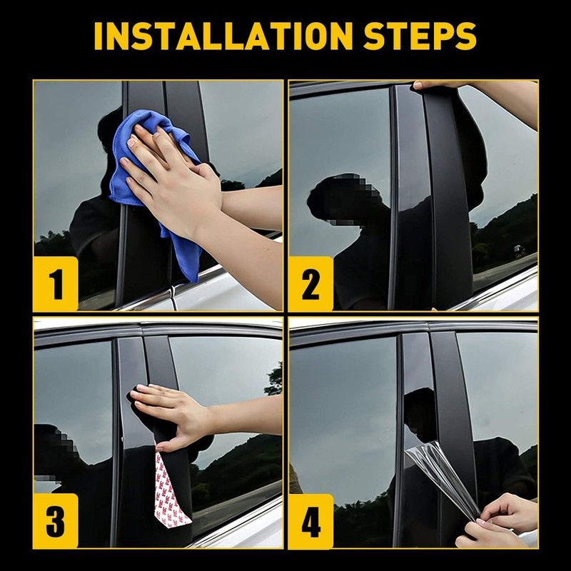 6PCS Black Window Pillar Posts Door Trim Piano Cover Set For Honda CRV 2017-2022 gallery
