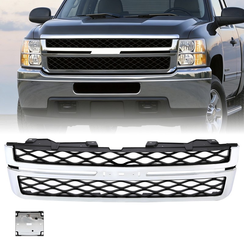 Front Chrome Bumper Grille For 2011-2014 Chevrolet Silverado 2500 3500 HD