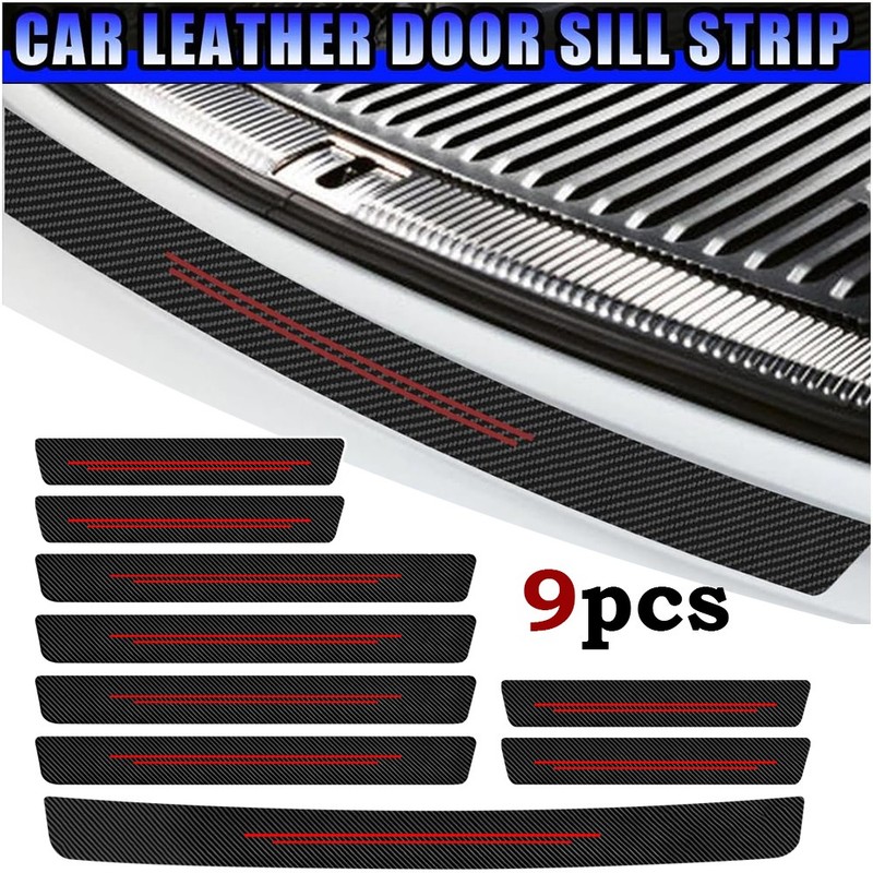 9pcs Door Sill Scuff Cover Trim Anti Scratch Sticker Accessories For Volkswagen