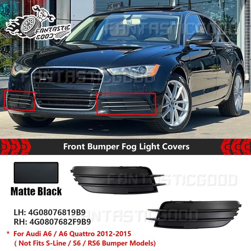 For Audi A6 & A6 Quattro 2012-2015丨Left & Right Front Bumper Fog Light Cover Set